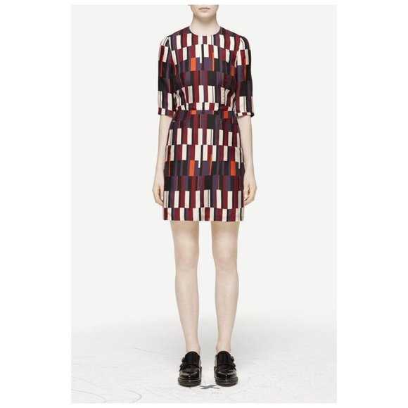 RAG & BONE Bus Seat Anne Dress sz 4 Women's Silk Geo Print Shift Business Casual - Picture 2 of 13